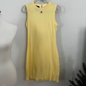 Vintage Tommy Hilfiger Yellow Sleeveless Polo Dress Women's Medium